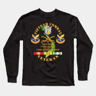 Vietnam Combat Cavalry Vet  w Kilo Troop - 17th Air Cav - 17th Aviation Group DUI w SVC Long Sleeve T-Shirt